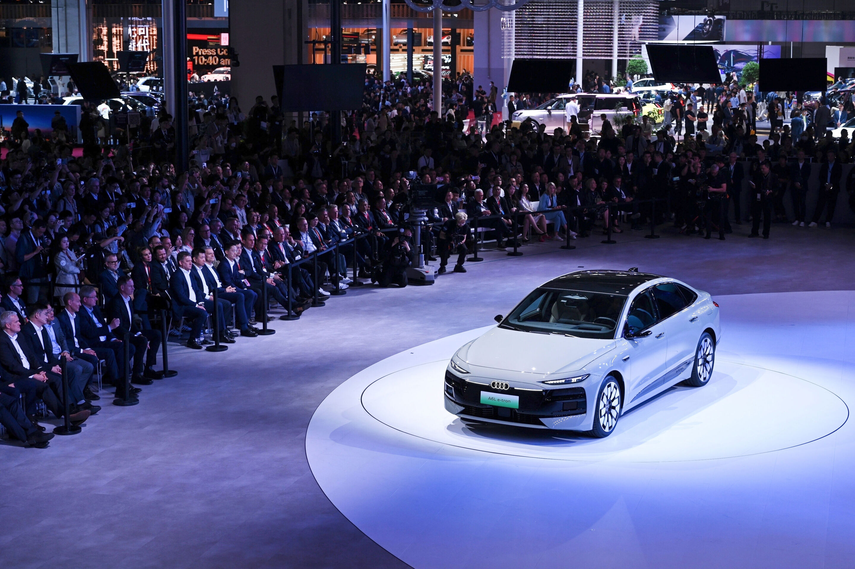 Audi at Auto Shanghai 2025 - At Auto Shanghai 2025, Audi and its joint venture partners FAW and SAIC are showcasing their product portfolio for China at a joint booth: Audi A6L e-tron